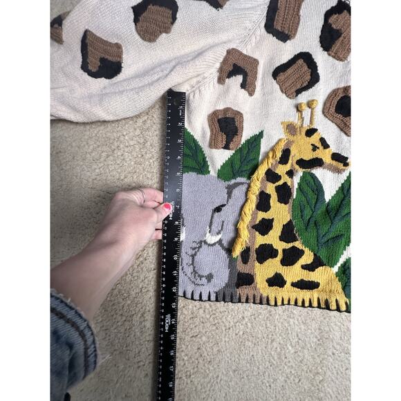 Vtg 90’s Marisa Christina Safari Animals Sweater Women XL Giraffe Zoo Elephant - Picture 13 of 16